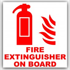 1 x Fire Extinguisher On Board-Red on White-Vehicle,Car,Bus,Taxi,Minicab,Minibus Sticker-Warning Self Adhesive Vinyl Sign